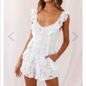 Innocence Lace Strap Romper White